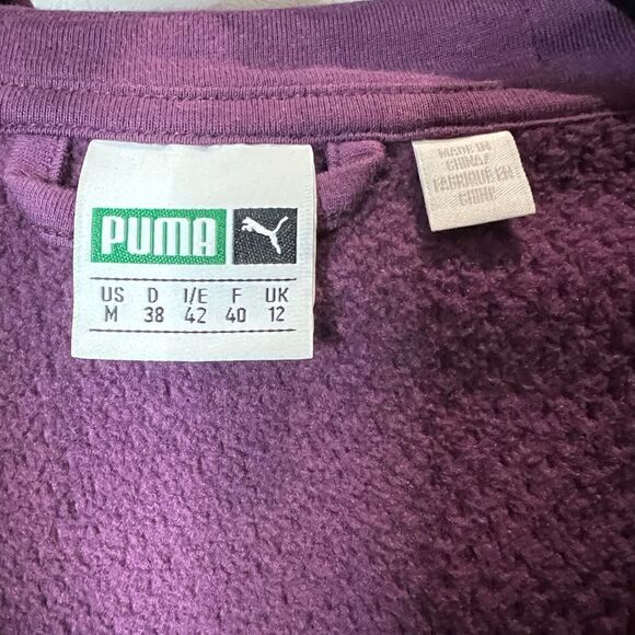 Puma Zip up hooded jacket fleece lined Plum size medium - Picture 11 of 16